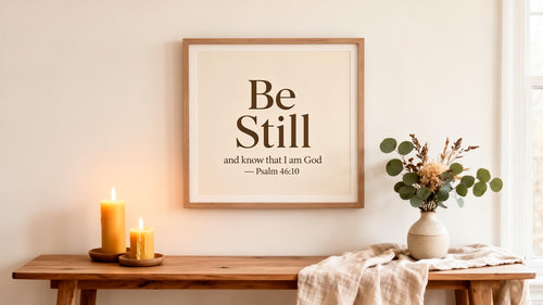 Be Still wall art mockup